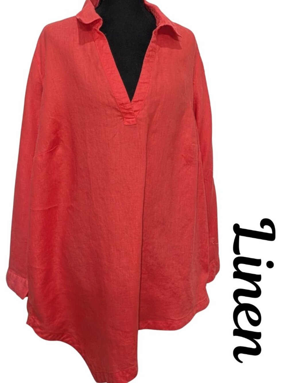 Christian Siriano 100% Linen Asymmetrical Tunic Top